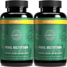 Primaire oogst Primal Multivitamine - Dagelijkse Multi-Vitamine Supplement met 21 essentiële vitamines en mineralen voor vrouwen en mannen (2 Pack (30 Tel))