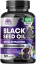 Black Seed Oil Capsules 1000mg with Thymochinon - Pure Nigella Sativa for Skin Health & Immune Support, 100% Blackseed Oil, Amazing Extraction Above Cold Pressed Black Cumin Seed - 120 Softgels