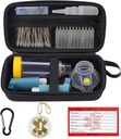 MGZNMTY Case de transport compatible avec l'espaceur d'inhalateur d'asthme pour adultes et enfants, masques, porte-inhalateur avec étiquette d'alerte d'asthme et carte médicale, carabinier (uniquement cas) (noir)
