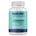 BESTVITE Double Strength Suntheanine L-Theanine 200mg – Breveté et cliniquement étudié – 60 Capsules Végétariennes – Vegan – Pas de Stéarates – Non OGM – Sans gluten – Soutien à la relaxation