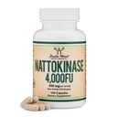 Nattokinase Supplement 4.000 FU-servers, 120 capsules (verdwenen uit Japanse Natto) Systemische enzymen voor cardiovasculaire en Circulatoire ondersteuning door dubbel hout