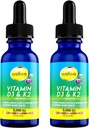 2 flessen Liquid Vitamin D3 K2 Drops 5000 IE met MCT olie - Vegan Liquid Vitamin D Supplement op Boost Energieniveaus, Mood en Immuun Systeem, Unflavored, No Odor, Gluten-Free, Non-GMO, 2 Fl Oz