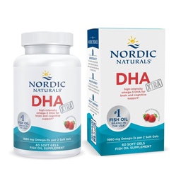 Nordic Naturals DHA Xtra, Aardbei - 60 Zachte Gels - 1660 mg Omega-3 - High-Intensity DHA Formula for Brain & Nervous System Support - Non-GMO - 30 Servings