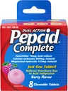 Pepcid Complete Acid Reducer + Antacida voor Acid Reflux, 10mg Famotidine, 800mg Calcium Carbonaat & 165mg Magnesiumhydroxide per Heartburn Medicine Tablet, Antacida Kauwgom, Berry, 8 ie
