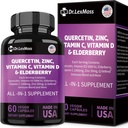 60 graaf Quercetin 1000mg Zink 50mg Vitamine C 1000mg Vitamine D 5000IE Immuunsysteem Ondersteuning Supplement met Echinacea Gember Bromelain Zee Mos Knoflook Netel Vegan Capsules voor mannen en vrouwen, VS