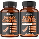 Zolotus Koreaanse Rode Panax Ginseng + Ginkgo Biloba, Ashwagandha, Rode bieten, Groene thee - 120 capsules (verpakking van 2)