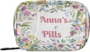 Aangepaste pil Box 7 Dag pil geval tas aquarel bloem gepersonaliseerde naam reis pil Organisator tas met rits draagbare wekelijkse geval Compacte grootte voor vitamine supplement houder