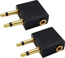 Dubbel 3,5mm (1/8") Man tot 3,5mm vrouwelijke audio Jack Adapter Converter voor het gebruik van hoofdtelefoon op vliegtuig luchtvaartmaatschappij vlucht (2 Pack)