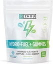 Zhou Nutrition Hydro-Fuel+ Gummies - Electrolyte Gummies voor Hydratatie, Geavanceerde Kauwen met Electrolytes Complex en 75 mg cafeïne voor schone energie, Hydrating Supplement - 60 Vegan Kauwen