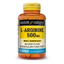 MASON NATUURLIJKE L-Arginine 500 mg met Calcium- Ondersteunt gezonde Circulatie en Bloedvatfunctie, Nitrikoxide Supplement, 60 capsules