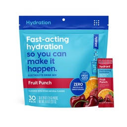HYDRANT - Hydration Powder, Fruit Punch Flavor, 30 individuele Instant Electrolyte Rehydration Packets - Low Sugar Drink Mix voor dagelijks gebruik, Reizen & workouts
