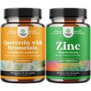 Bundle of Pure Quercetine with Bromelain Supplement + 500mg Capsules for Immune Support & Breathing and Zink 50mg - Verbeter de haarhuid en nagels - Eenvoudig doorslikken Krachtige dagelijkse tabletten voor volwassenen