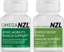 Omega-3 Natuurlijke Joint Relief Supplement Natuurlijke spierondersteuning, Green-Lipped Mussel Oil gezamenlijke ondersteuning, Geen Fishy Afdronk, 60 Softgels Plus een fles Super Greens 30 capsules
