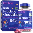 LOVEBUG Probiotica voor kinderen Probiotische Kauwtabletten met prebiotische vezel voor leeftijd 4+,Daily Kinderen Gut Health & Digestieve Ondersteuning Supplement, suikervrije Berry smaak, 60 Tellen