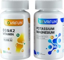 Kalium Magnesium met calciumzink & D3 K2 vitaminesupplementen bundel voor hart, bot, spiergezondheid