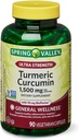 Spring Health 2 Set- Spring Valley Ultra-Strengte Kurkuma Curcumine 1.500mg 90 Capsules + Uw Vitamine Gids, 1.0 Tellen