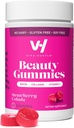 VitaHustle Beauty Gummies, 2500 mcg Biotin, 100 mg Collagen, Vitamine C, B-complex, Sterk Haar, Huidnagels, Lage Suiker, Niet GGO, Aardbei Colada, 50 Tellen