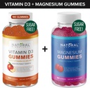 Suikervrije vitamine D3 K2 Gummies (180 Gummies) en suikervrije extra sterkte Magnesium Gummies (60 Gummies), vitamine D3 Gummies 5000 IE+K2 MK7 80 mcg, Magnesium Citrate Gummies 500 mg