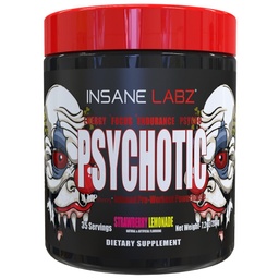 Insane Labz Psychotisch, High Stimulant Pre Workout Powder, Extreme Lasting Energy, Focus and Endurance met Beta Alanine, Creatine Monohydraat, DMAE, 35 Srvgs (Strawberry Lemonade)