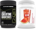 NutraBio Creatine Monohydraat, Unflavored, (300 g) en Clear Whey Protein Isolaat, (Watermelon Breeze) Supplement Bundle 