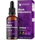 Vlierbes Extract Drops 2000mg (Sambucus nigra) Kruidensupplement Absorbeert beter dan capsules, 1 maand Supply, 84 Servings, Alcoholvrije Tinctuur - 2 Oz, Verpakking van 1
