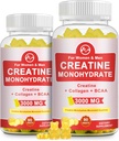 Creatine Gummy, 3g van Creatine Monohydraat per Serving, Suikervrije Creatine Monohydraat Gummy voor spiergroei en sterkte met 0,5g Collageen, 0,2g BCAA, 60 Servers, Ananas smaak, 2 Pack