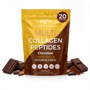 Protéines pour un mode de vie sain - Peptides multicollagènes hydrolysés Poudres de types I, II, III, V et X - Fovine de l'herbe, poulet marin à l'état sauvage - sans gluten (chocolat, 8 oz)