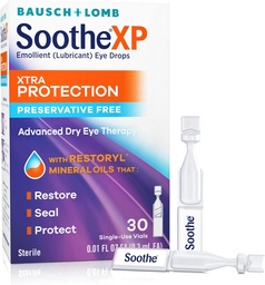 Verzachten XP conserverende vrije oogdruppels, Xtra bescherming Smeer Oogdruppels voor droge ogen, Verlicht irriteren en beschermt tegen traanverlies, geavanceerde droge oogtherapie, enkelvoudig gebruik Viales, 30 Tel.