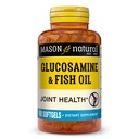 MASON NATURAL Glucosamine & Fish Oil Supplément avec DHA & Omega 3 pour le soutien articulaire et musculaire, 1 mois d'approvisionnement pilules softgel