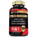11in1 Citrus Bergamot Supplement 1000mg met Olive Leaf, Hawthorn Berry, Guggul, Knoflook, en nog veel meer - Ondersteuning Immuniteit, Circulatorium Systeem & Algemene Gezondheid - 200 Capsules