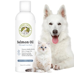 Wholistic Pet Organics Zalmolie: Deep Sea Wild Alaska Zalmolie voor honden en katten - Natural Omega 3 Hondenvisolie Supplement met EPA en DHA voor huid, jas, hart en zenuwstelsel Gezondheid