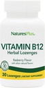 Natures Plus B12 Herbal Lozenges (méthylcobalamine) - 1000 mcg, 30 Lozenges sublinguals - Framboise - Absorption maximale Soutien des cellules du sang rouge - Booster d'énergie - Végétarien, Sans gluten - 30 portions