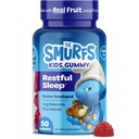The Smurfs 1mg Melatonin Gummies for Kids with Chamomile & Lemon Balm for a Restful Sleep Age 3+ | Non-Habit Forming | Made with Real Fruit in a Smurf Berry | Doctor Developed | 50 Vegetarian Gummy