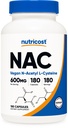 Nutricost N-Acetyl L-Cysteine (NAC) 600mg, 180 Capsules - Non-GMO, Glutenvrij