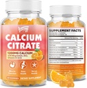 Calcium citraat Gummies 1200 mg met vitamine D3, K2, Magnesium, zink, bot ondersteuning voor botten, spieren & gewrichten, Gemeenschap & geheugen ondersteuning, 60 Tellen