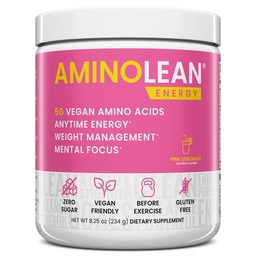 RSP NUTRITION AminoLean Pre Workout Powder, Amino Energy & Weight Management met Vegan BCAA Amino Acids, Natural Cafeine, Preworkout Boost for Men & Women, 30 Serv, Pink Limonade...