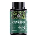 PlantFusion Vitamine végétale biologique D3 + K2 5 000 UI, 50MCG – Vitamine D provenant du lichen végétal et de la vitamine K2, pour le soutien immunitaire et la santé des os - 60 capsules