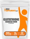 BulkSupplements.com Poudre réduite de glutathion - Supplément de glutathion, Poudre réduite de glutathion - Glutathion 500mg, sans gluten, 500mg par portion, 10g (0,35 oz) (paquet de 1)