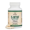Methylfolaat 1000 mcg, 120 capsules (Derde Geteste Methylfolaat Supplement) Gemethyleerde folaat is een meer actieve vorm van folaat dan foliumzuur (Non-GMO, Vegan Safe) door dubbel hout