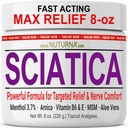 Crème Nerve Sciatica - Crème Confort maximum pour les pieds, les mains, les jambes, les orteils, le dos - Naturel Ultra Strength Arnica, MSM, Mentol, Confort apaisant, Grand 8 Oz