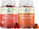 Bundle of Fiber Gummies for Adults - Chicory Root Supplement with Prebiotic for Gut & Digestief - Sugar Free & Vegan and Multivitamine Gummies for Adults - Halal Multivitamine Gummy with B12 Biotin