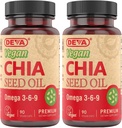 DEVA Vegan Vitamins Chia Seed Oil, verpakt met Omega 3, 6, 9 & andere essentiële vetzuren, koudgeperst & ongeraffineerd, 90 capsules, (verpakking van 2)