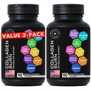 Thermogene Multi Collageen Burn Capsules - Gehydrolyseerde Collageen Peptides Plus Hyaluronzuur - Geavanceerd type I, II, III, V, X - 2-pack, 180 Collageen Burn Caps