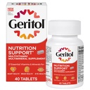 Geritol, supplément multivitamines, contient des vitamines B-vitamines, des antioxydants, des vitamines C, E & D et du fer, 26 vitamines et minéraux essentiels, sans gluten, sans OGM, sans édulcorants artificiels, 40 comprimés