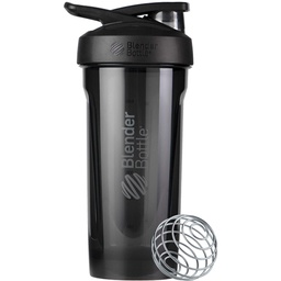 BlenderBattle Strada Tritan Shaker Bottle with Locking Lid, 28-Ounce, Black
