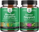Ensemble de capsules laxatives à base de plantes avec probiotiques et supplément de soutien du foie de chardon de lait - Système de soutien digestif à base de colonies naturelles - supplément du foie à base de plantes avec lait silymarin