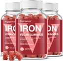 Iron Gummies Supplementen voor vrouwen en kinderen - Multivitamine met ijzer voor bloed zuurstof, Grote Proeverij Gummy Vitaminen met Vitamine C voor Max Absorptie - Vegan Kauwgom, Peach Flavor(3 Packs)