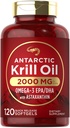 Carlyle Antarctic Krill Oil 2000mg.120 Softgels.Oméga-3 EPA, DHA, avec supplément d'astaxanthine provenant de Krill rouge.