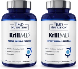 1MD Voeding KrillMD - Antarctische Krillolie Omega 3 Supplement met Astaxanthine, EPA, DHA 
