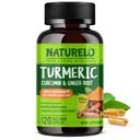 NATUURLO Kurkuma - BioPerine voor betere absorptie - Black Pepper, Gemberwortel, Curcuminoïden - Plant-Based Joint Discomfort Support - 120 Vegan Capsules